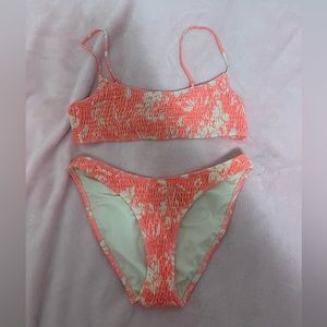 Triangl Swimwear Bikini Set Color Pink and White Size Small EUC